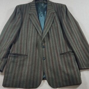 Vintage Lanerossi Mens XL 46 Stripe Wool Blazer Jacket Italy Dark Academia